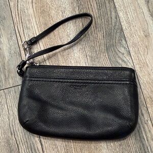 Coach Pebbled Black Leather Wristlet